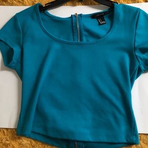 Forever 21 cropped blue shirt